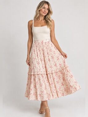 Polo Ralph Lauren Floral Pleated Satin Skirt